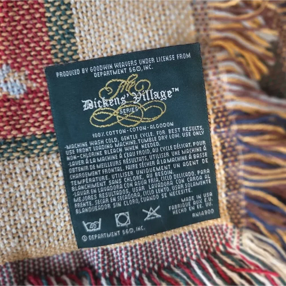 Department 56 Dickens Village Cotton Tapestry Throw Blanket Christmas Village